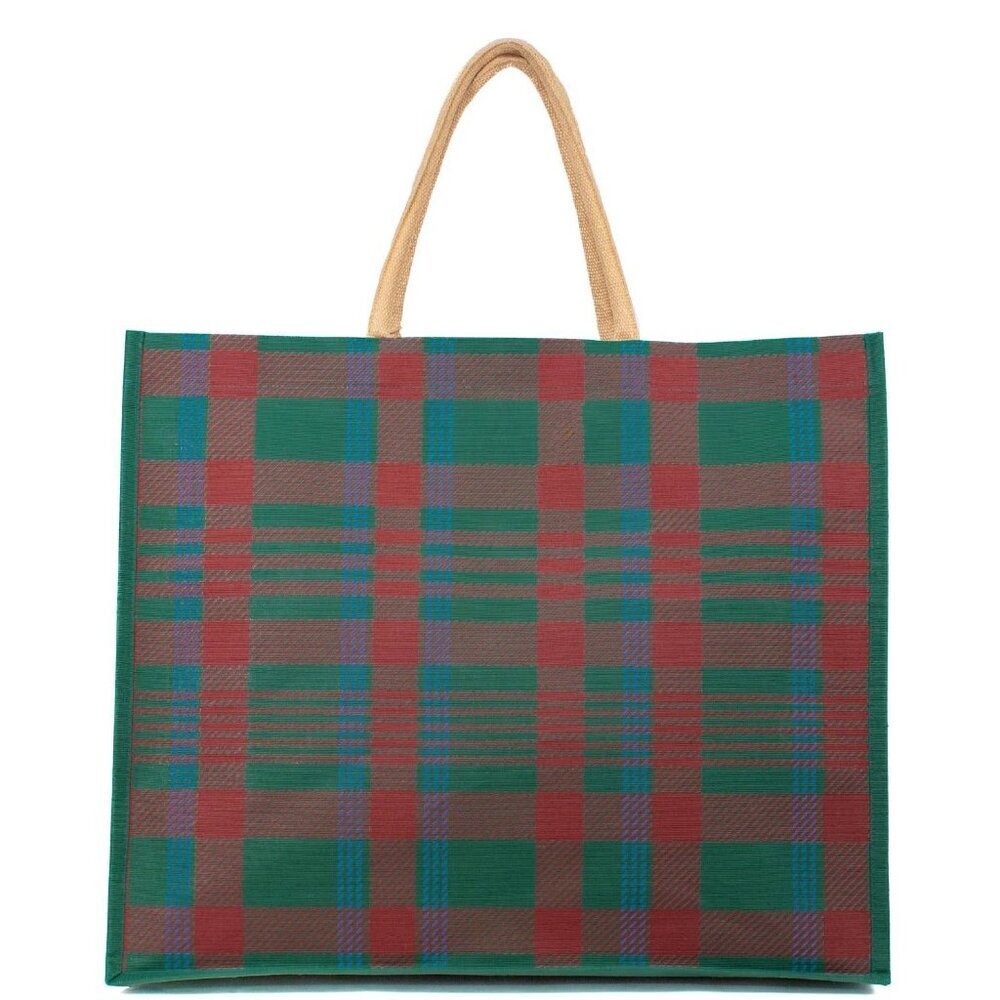 Telluride Plaid Juco Carryall Tote Green/Red 22x19x8 - Picture 1 of 2
